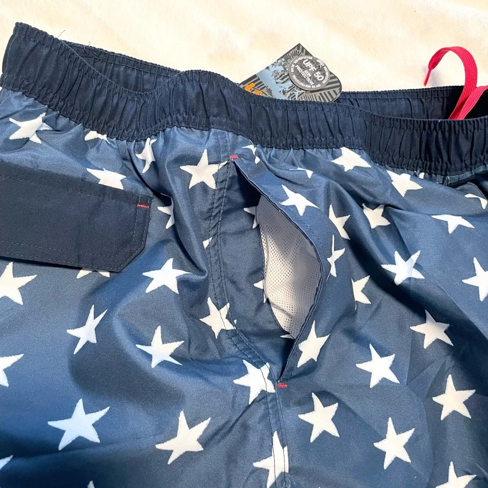 New Men’s STARS and STRIPES Drawstring Swim Trunks - Picture 10 of 10